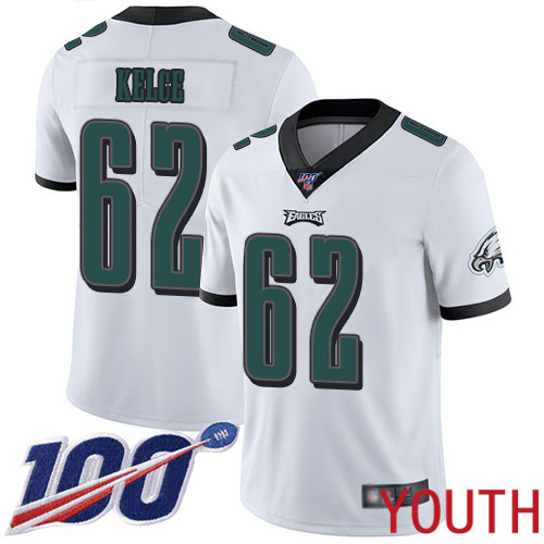 Youth Philadelphia Eagles 62 Jason Kelce White Vapor Untouchable NFL Jersey Limited Player Season Football